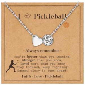 AFSITNIG Pickleball Necklace Gifts for Women, Silver Sports Accessories Pendant Necklace Christmas Birthday Jewelry Gift for Sports Lovers Player Inspirational Gifts 16+2 Inches
