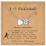 AFSITNIG Pickleball Necklace Gifts for Women, Silver Sports Accessories Pendant Necklace Christmas Birthday Jewelry Gift for Sports Lovers Player Inspirational Gifts 16+2 Inches