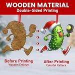 34HD Gifts for Christmas, Pickleball Christmas Ornament Wooden 2-Side Printed, Pickleball Gifts for Men, Women, Christmas Decorations