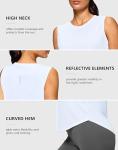 G Gradual Women's Workout Tank Tops Lightweight Sleeveless High Neck Athletic Shirts for Running Gym Tennis Pickleball, White, L