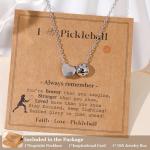 AFSITNIG Pickleball Necklace Gifts for Women, Silver Sports Accessories Pendant Necklace Christmas Birthday Jewelry Gift for Sports Lovers Player Inspirational Gifts 16+2 Inches