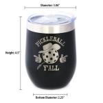Funny Pickleball Gifts - Wine Tumbler Cup with Sliding Lid - Pickleball Y'all - Stainless Steel Insulated Mug, 12 oz - Black