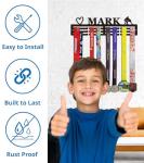 Tegik Personalized Medal Hanger Display – Custom Medal Holder, 16", 18", 20" Sizes with Name, Color & Sport Icon – Running, Soccer, Gymnastics, Race, Pickleball