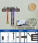 Tegik Personalized Medal Hanger Display – Custom Medal Holder, 16", 18", 20" Sizes with Name, Color & Sport Icon – Running, Soccer, Gymnastics, Race, Pickleball