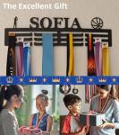 Tegik Personalized Medal Hanger Display – Custom Medal Holder, 16", 18", 20" Sizes with Name, Color & Sport Icon – Running, Soccer, Gymnastics, Race, Pickleball