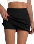 Sarin Mathews Women's Skort 95% Cotton Mini Tennis Skirt with Built-in Shorts and Pockets for Golf Pickleball Running Black M