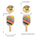 2 Pairs Sports Earrings for Women Basketball Pickleball Stud Earrings Dainty Gold Statement Earrings Sports Game Jewelry Gift (pickleball)