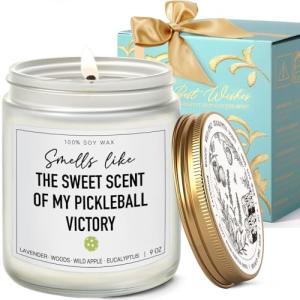 Tears of My Pickleball Opponents Lavender Wood Wild Apple Eucalyptus Candle 9OZ - Pickleball Gifts for Women Men, Sports Player Pickle Ball Gifts for Dad Mom Uncle Aunt Boyfriend Girlfriend Coach