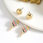 2 Pairs Sports Earrings for Women Basketball Pickleball Stud Earrings Dainty Gold Statement Earrings Sports Game Jewelry Gift (pickleball)