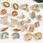 2 Pairs Sports Earrings for Women Basketball Pickleball Stud Earrings Dainty Gold Statement Earrings Sports Game Jewelry Gift (pickleball)