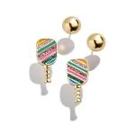 2 Pairs Sports Earrings for Women Basketball Pickleball Stud Earrings Dainty Gold Statement Earrings Sports Game Jewelry Gift (pickleball)