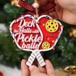 Pickleball New Year Gift Ornament 2025-2 Layer Pickle Ball Ornaments for New Year Gift - Pickleball Gifts for Women, Men Players - Pickle Ball Gifts - Deck The Halls with Pickleballs