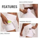 PINSPARK Pleated Tennis Skirts for Women 14" Tummy Control Pickleball Skirt High Waisted Active Skort Activewear, White Medium