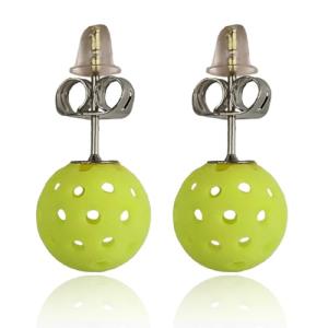 Pickleball Earrings, Pickleball Accessory, Yellow Mini Ball Earring, Stud & Dangle