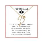 Pickleball Gifts for Women Sport Lovers Teams, Pickleball Necklace with Initial Letter, Personalized Pickleball Jewelry for Women (Gold-L)