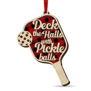 FLAGWIX Christmas Pickleball Gifts for Women Men - Wooden Christmas Ornaments 2025 for Tree Decorations - Birthday Gifts for Pickleball Lovers Friend, Xmas Decorations Pickleballs Ornaments