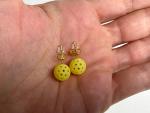 Pickleball Earrings, Pickleball Accessory, Yellow Mini Ball Earring, Stud & Dangle