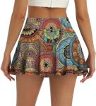 LouKeith Womens Tennis Skirt High Waisted Pleated Golf Skirts Mini Casual Workout Athletic Skorts with Pockets Bohemian Circle M