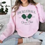 SUNGHENON Custom Pickleball Sweatshirt - Custom Pickleball Bachelorette Party Crewneck, Personalized Pickleball Team S Forest Green