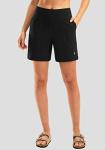 SANTINY Women's 6'' Athletic Long Shorts with 4 Pockets High Waisted Bermuda Shorts for Women Walking Running Casual (Black_M)