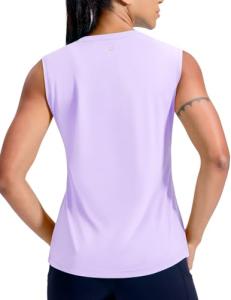 MIER Womens Workout Tank Tops Running Yoga Quick Dry Sleeveless Shirts Active Pickleball Sports Exercise Tee, Lavender, XXL