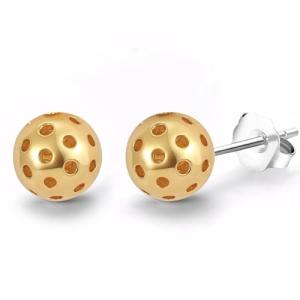 VULETO Pickleball Earrings for Women, 3D 14K Gold Pickleball Stuff Hypoallergenic Sports Earrings Accessories for Sports Lovers Fan Teenager Coaches Jewelry Gifts