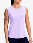 MIER Womens Workout Tank Tops Running Yoga Quick Dry Sleeveless Shirts Active Pickleball Sports Exercise Tee, Lavender, XXL