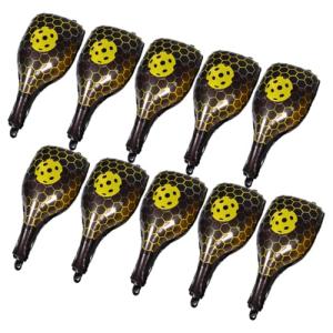 Adorainbow 10pcs Yellow Pickleball Racket Foil Balloons Inflatable Sports Party Decorations for Birthday and Themed Pickle Sport Events