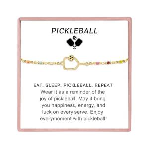 Gold/Silver Pickleball Bracelets for Women Adjustable Colourful Chain Pickleball Bracelet Gifts for Pickleball Lovers Sport (Pickleball Bracelet Gold)