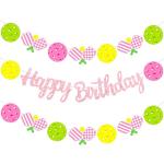 3Pcs Pickleball Birthday Party Banners for Girls Pink Pickleball Theme Birthday Party Decorations Sport Party Banners for Pickleball Player Party Baby Shower Supplies