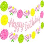 3Pcs Pickleball Birthday Party Banners for Girls Pink Pickleball Theme Birthday Party Decorations Sport Party Banners for Pickleball Player Party Baby Shower Supplies