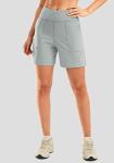 SANTINY Women's 6'' Athletic Long Shorts with 4 Pockets High Waisted Bermuda Shorts for Women Walking Running Casual (Bright Grey_M)