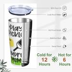 MINYJHZ Pickleball Tumbler 20 oz, Funny Pickleball Gifts for Women Men, Playing Improves Memory Travel Mug Vacuum Insulated Stainless Steel Coffee Cup