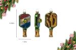 2 Count Glass Pickleball Christmas Ornament, Blown Glass Pickleball Ornaments for Christmas Tree