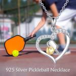 YAFEINI Pickleball Necklace 925 Sterling Sliver Pickleball Paddle and Ball Pendant Necklace Pickleball Jewelry for Women Pickleball Lovers Gifts
