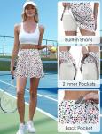 LouKeith Womens Tennis Skirt High Waisted Athletic Skorts Running Casual Pickle Ball Golf Skirts with Pockets Boho Flowers M
