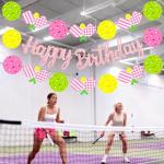 3Pcs Pickleball Birthday Party Banners for Girls Pink Pickleball Theme Birthday Party Decorations Sport Party Banners for Pickleball Player Party Baby Shower Supplies