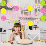 3Pcs Pickleball Birthday Party Banners for Girls Pink Pickleball Theme Birthday Party Decorations Sport Party Banners for Pickleball Player Party Baby Shower Supplies