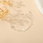 VULETO Pickleball Bracelet Gifts for Girls Women, Cross Link Chain Sport Accessories Birthday Christmas Christian Jewelry Gifts for Teen Girls 8-12 Team Coach Lover Player Silver