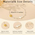 VULETO Pickleball Bracelet Gifts for Girls Women, Cross Link Chain Sport Accessories Birthday Christmas Christian Jewelry Gifts for Teen Girls 8-12 Team Coach Lover Player Silver