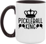 Pickleball King Coffee Mug, Gifts For Pickleball Lover and Player, White/black 15oz Ceramic Tea Cup