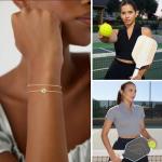Turandoss Gold Sport Bracelets for Women - Dainty 14K Gold Plated Pickleball Bracelets for Women Trendy Personalized Pickleball Charm Bracelet Jewelry Gifts for Team Coach Players Birthday Gifts