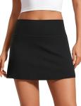 CRZ YOGA Butterluxe High Waisted Tennis Skirts for Women - Mini Lined A Line Golf Casual Skort with Inner Pockets Black X-Small