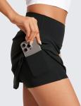 CRZ YOGA Butterluxe High Waisted Tennis Skirts for Women - Mini Lined A Line Golf Casual Skort with Inner Pockets Black X-Small