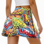 Retro Geometry Tennis Golf Skirts High Waisted with Pockets Inner Shorts for Athletic Skorts Workout Running Pickleball L