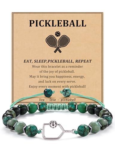 Sistble Pickleball Gifts for Women, Gifts for Pickleball Lovers Pickleball Bracelets Natural Stone Beaded Bracelets Mothers Day Birthday Pickle Ball Gifts for Women Handmade Jewelry