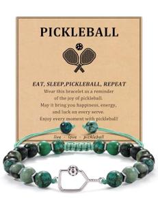 Sistble Pickleball Gifts for Women, Gifts for Pickleball Lovers Pickleball Bracelets Natural Stone Beaded Bracelets Mothers Day Birthday Pickle Ball Gifts for Women Handmade Jewelry