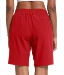 MAGCOMSEN Womens Shorts Elastic Waist Hiking Shorts Quick Dry Lightweight 8" Golf Shorts Active Tomato Red 2XL