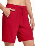 MAGCOMSEN Womens Shorts Elastic Waist Hiking Shorts Quick Dry Lightweight 8" Golf Shorts Active Tomato Red 2XL