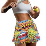 Retro Geometry Tennis Golf Skirts High Waisted with Pockets Inner Shorts for Athletic Skorts Workout Running Pickleball L